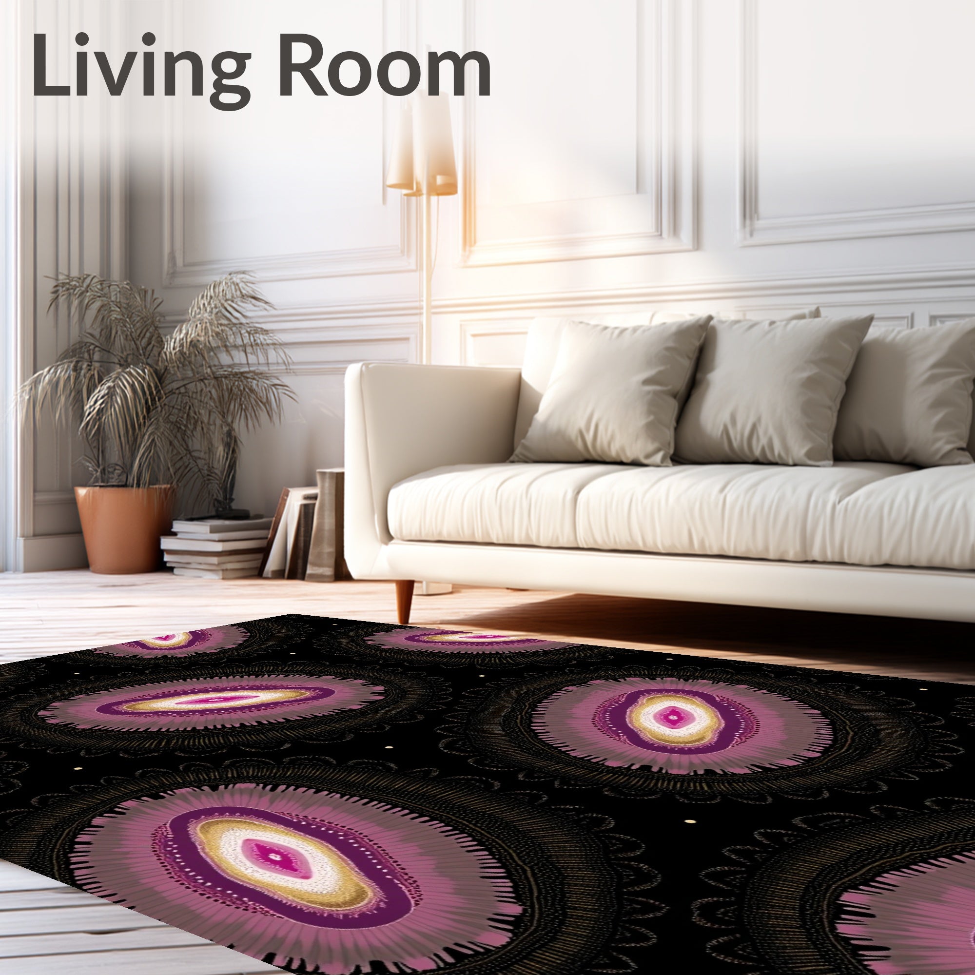 Mauve Amethyst Oval Mandala Rug