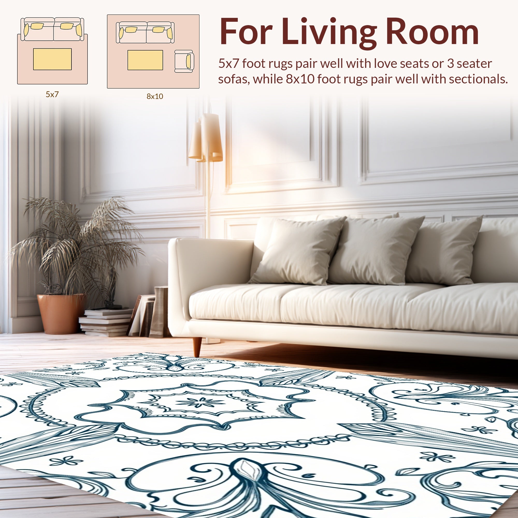 Ornate Floral Swirl Symmetry Rug