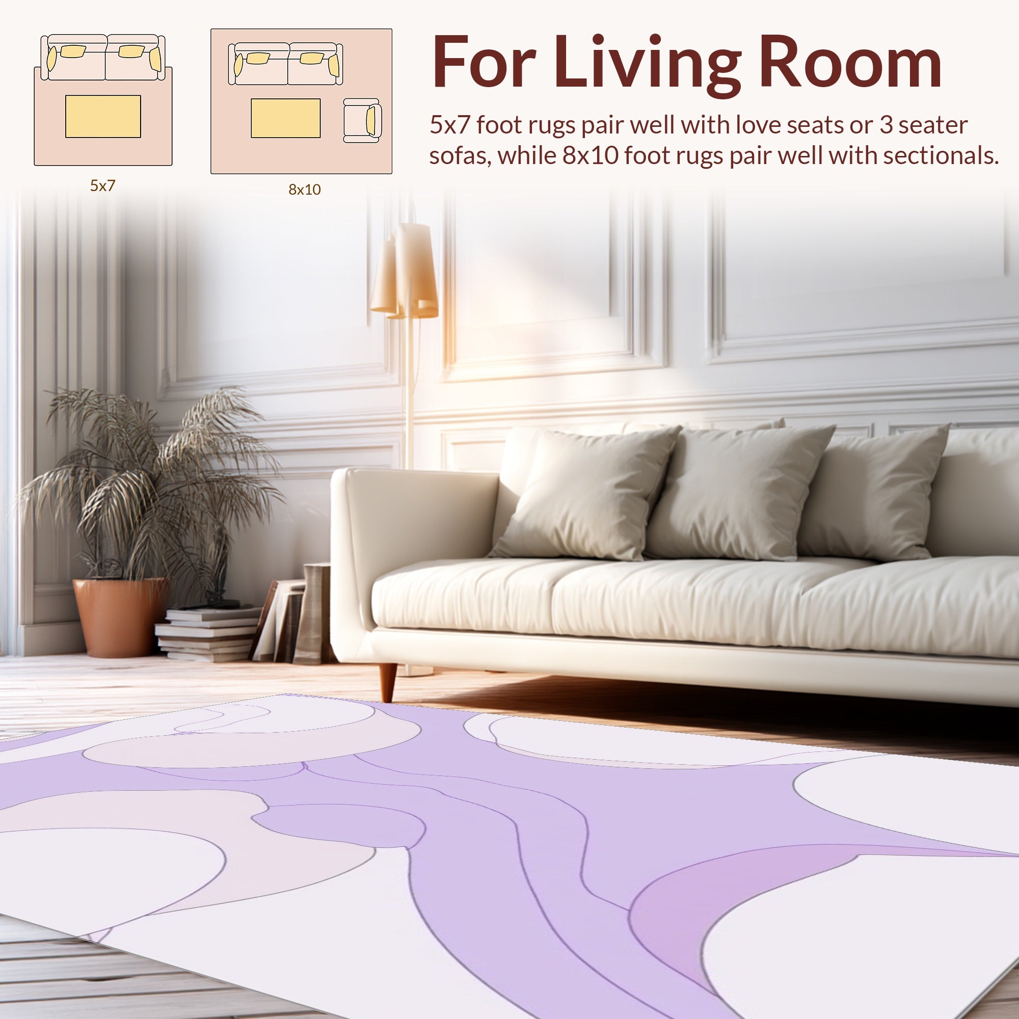 Abstract Pastel Lavender Waves Rug