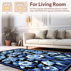 Classic Blue Floral Vine Pattern Rug