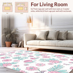 Delicate Pink Floral Botanical Pattern Rug