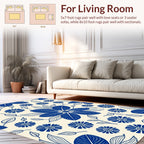 Blue Floral Outline Cream Pattern Rug