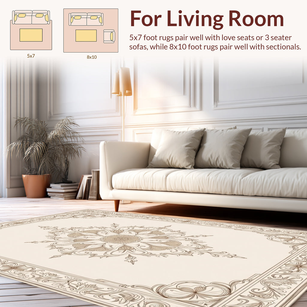 Vintage Floral Mandala Scrollwork Design Rug