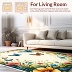 Floral Meadow Butterfly Garden Design Rug
