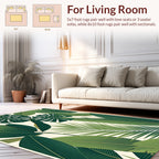 Lush Green Tropical Leaf Pattern Rug