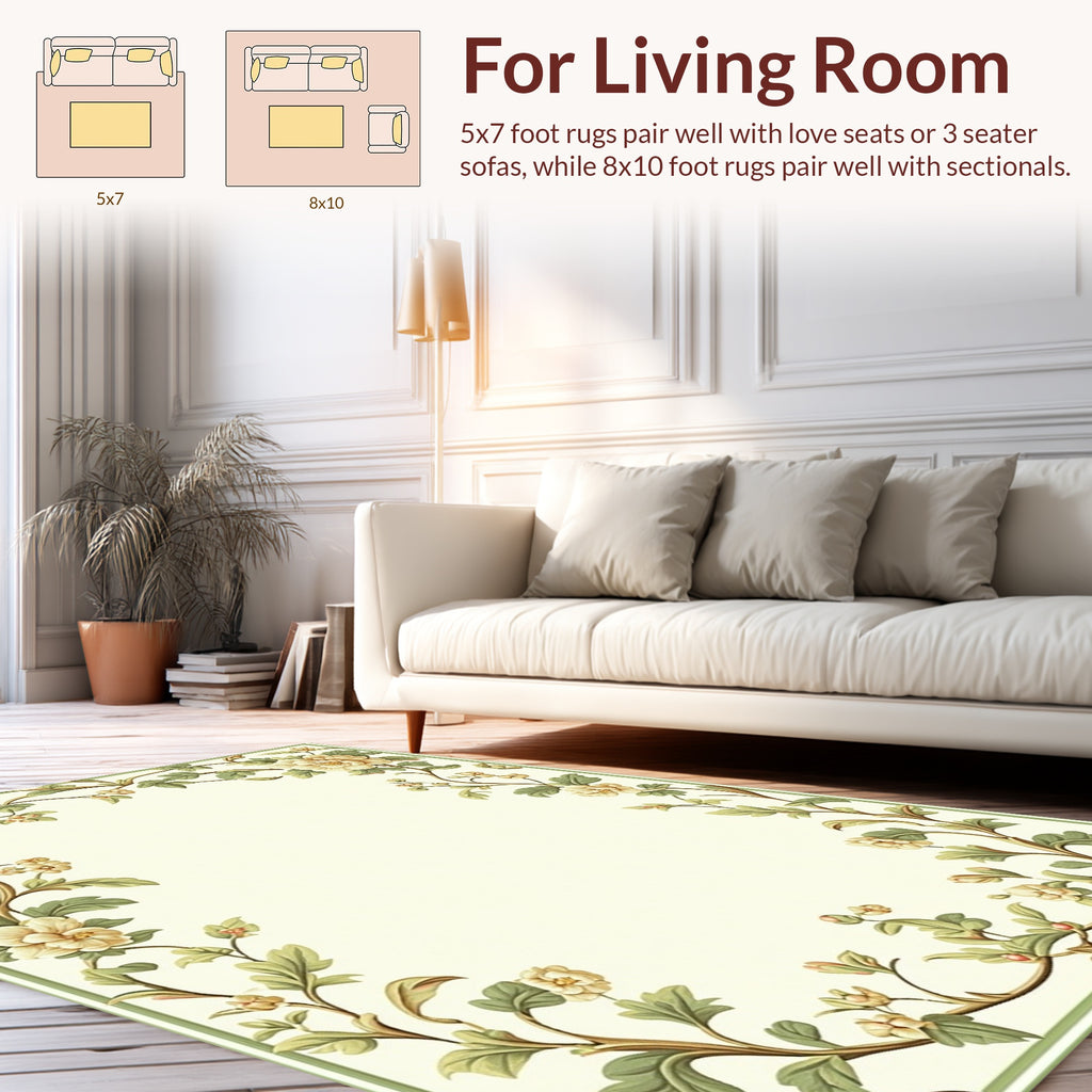 Floral Vine Border Design Rug