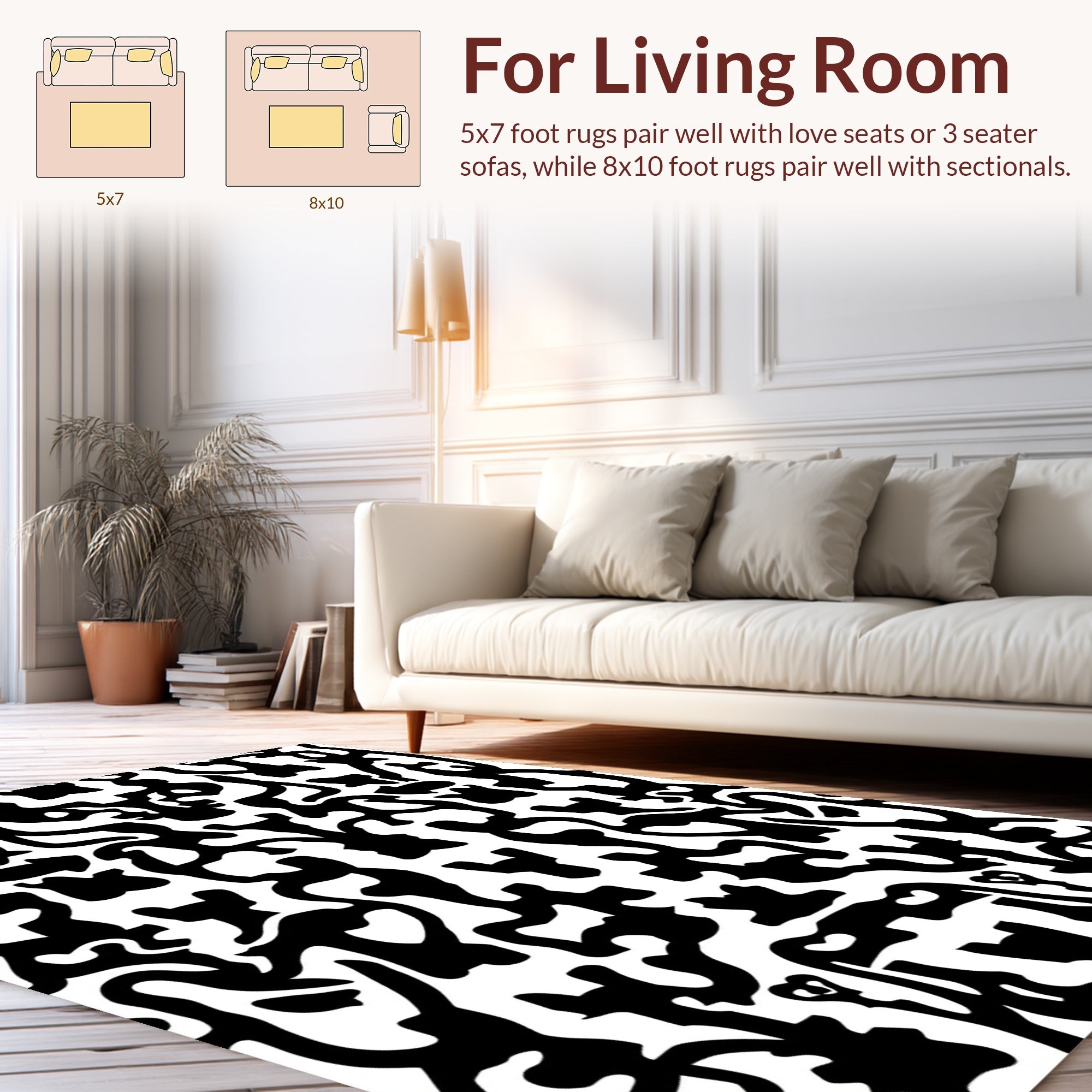Abstract Figures Black White Pattern Rug