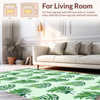 Vibrant Green Tropical Leaf Pattern Rug