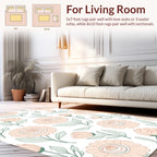 Peachy Floral Line Art Pattern Rug
