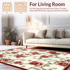 Crimson Floral Branch And Vine Design Rug