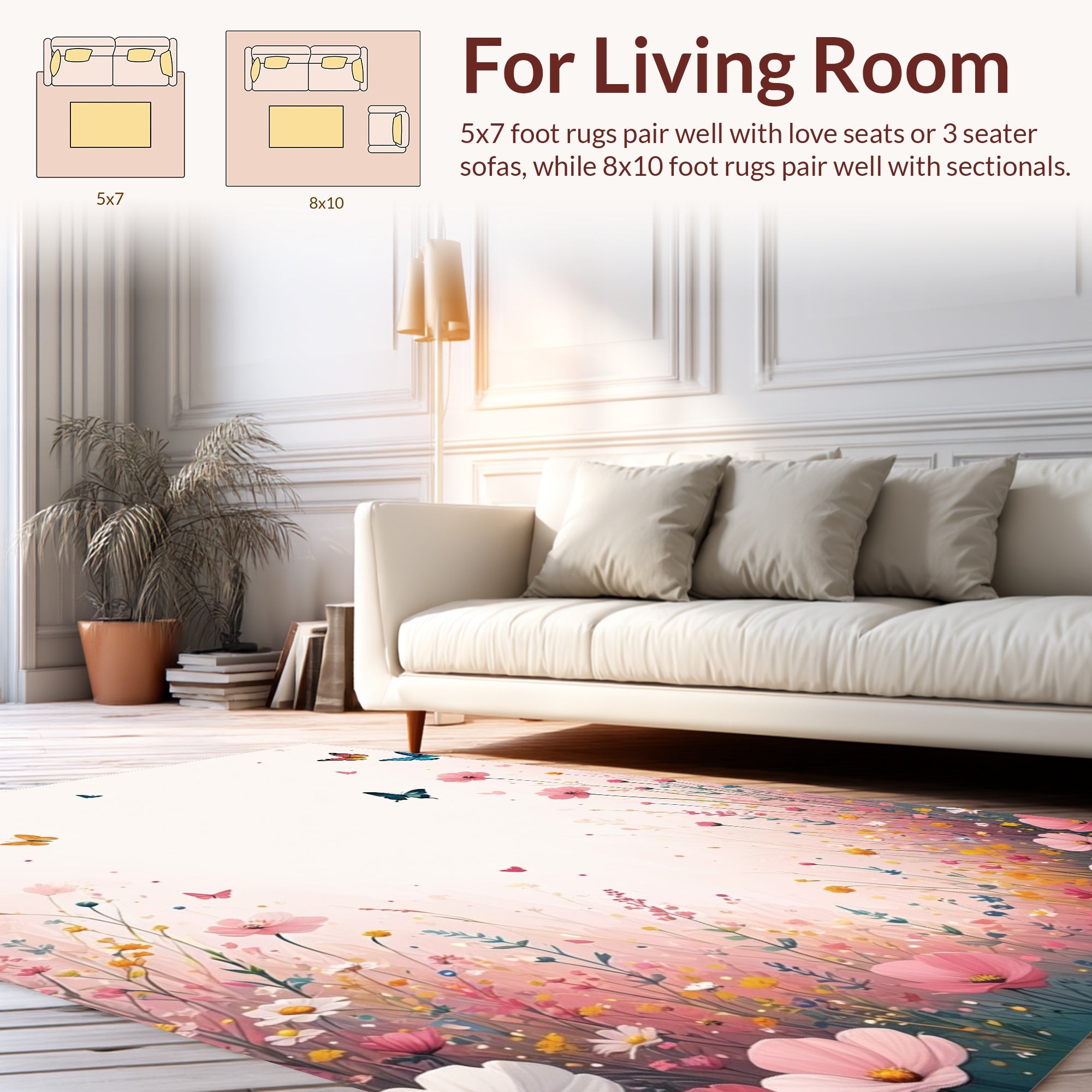 Whimsical Butterfly Garden Meadow Rug