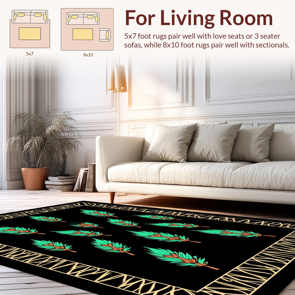 Emerald Foliage Patterned Rug