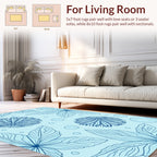 Delicate Blue Floral Outline Pattern Rug