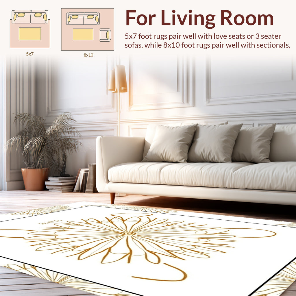 Mandala Flower Line Art Pattern Rug