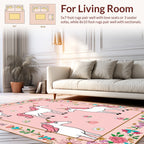 Enchanting Unicorns Floral Frame Design Rug