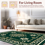 Elegant Green Gold Floral Rug