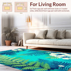 Tropical Fern Hibiscus Floral Rug