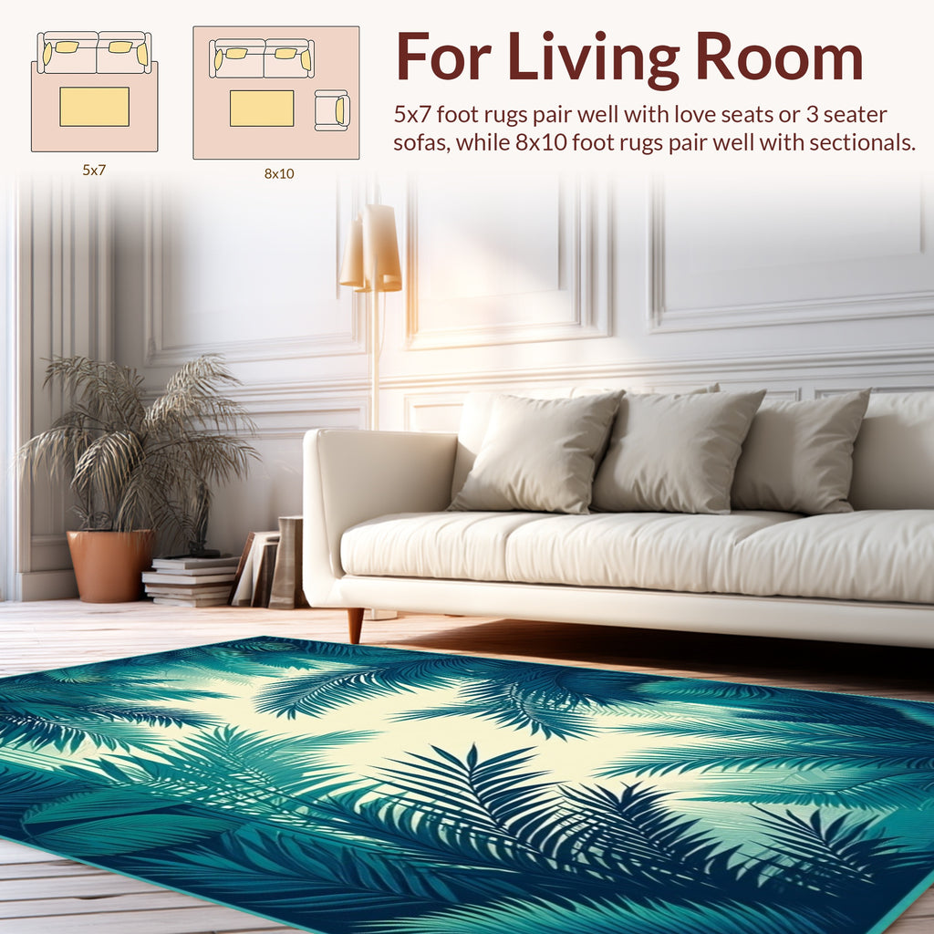 Tropical Palm Frond Art Deco Rug