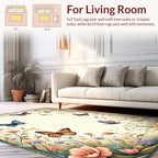 Whimsical Butterfly Floral Meadow Design Rug