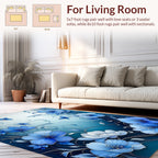 Elegant Blue Floral Swirls Design Rug