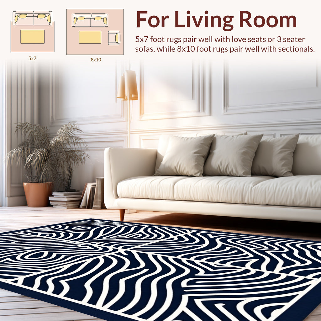 Abstract Wave Pattern Design Rug