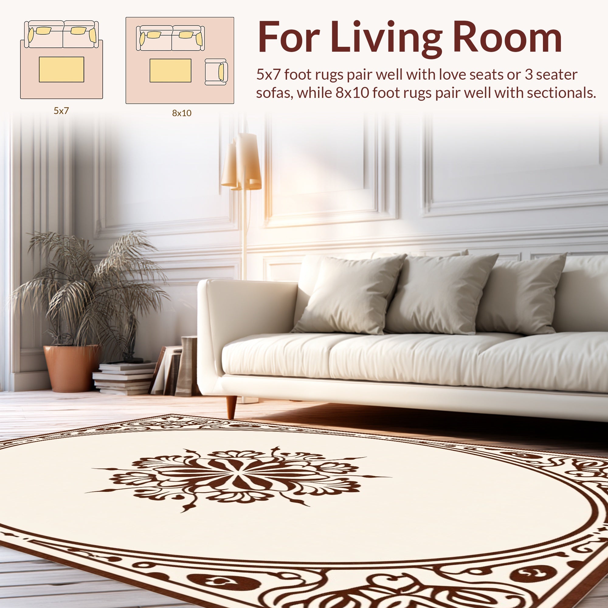 Classic Oval Floral Motif Rug