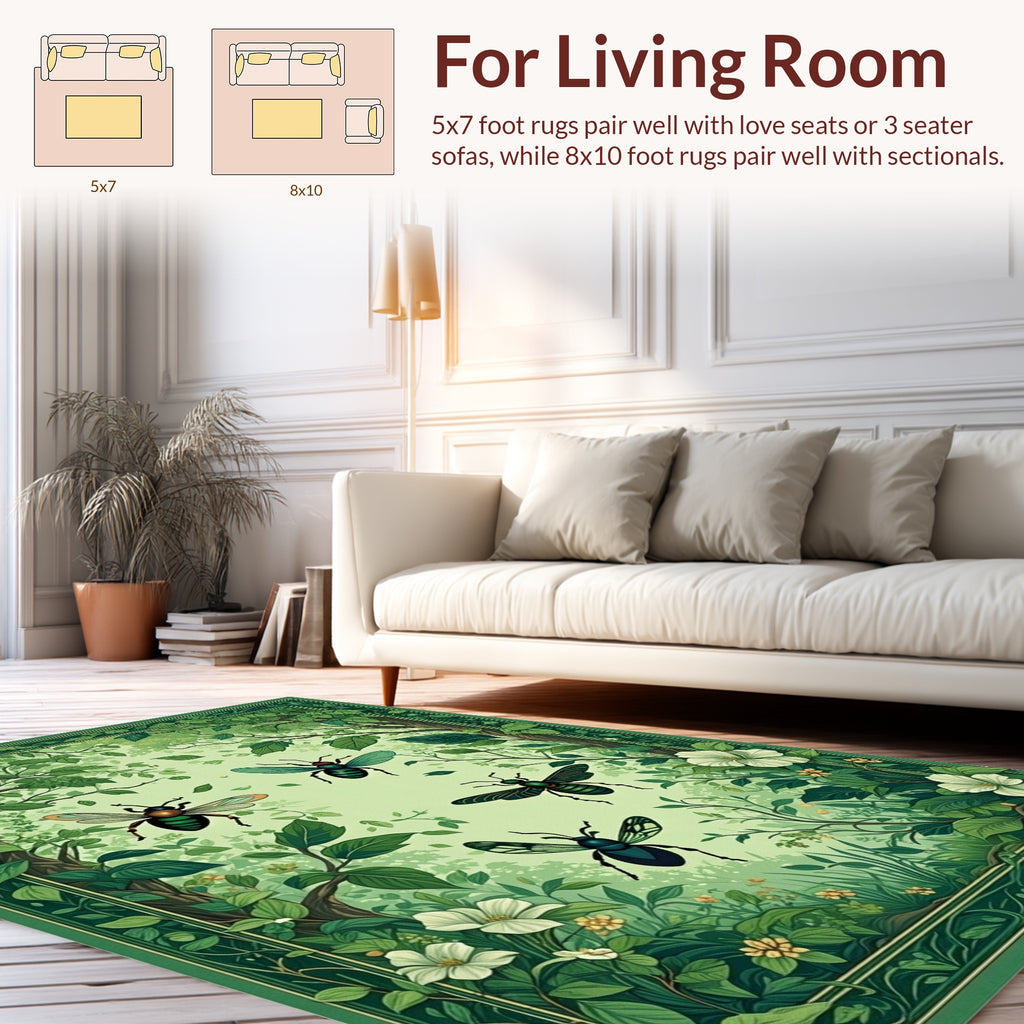 Verdant Nature Insects Flowers Rug