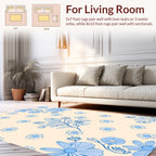 Blue Floral Pattern with Daisy Accents Rug