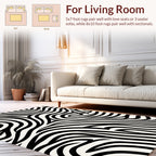 Black and White Swirling Lines Rug