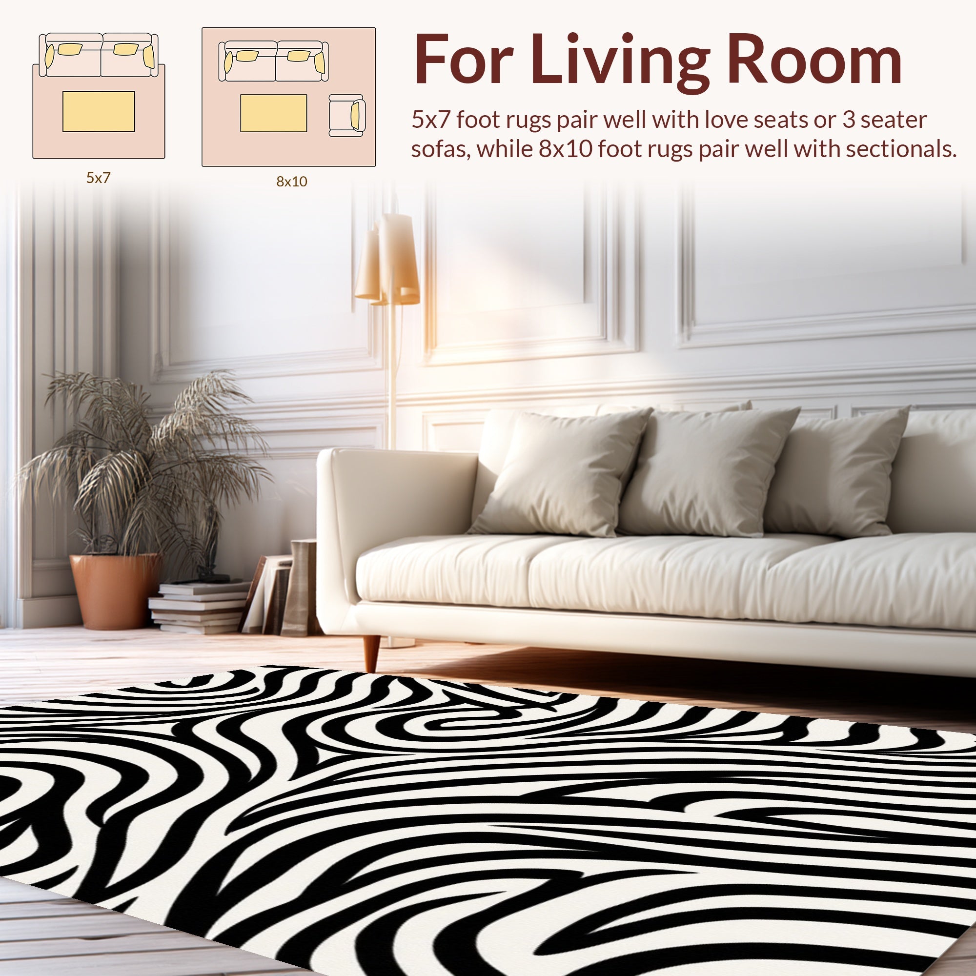 Black and White Swirling Lines Rug