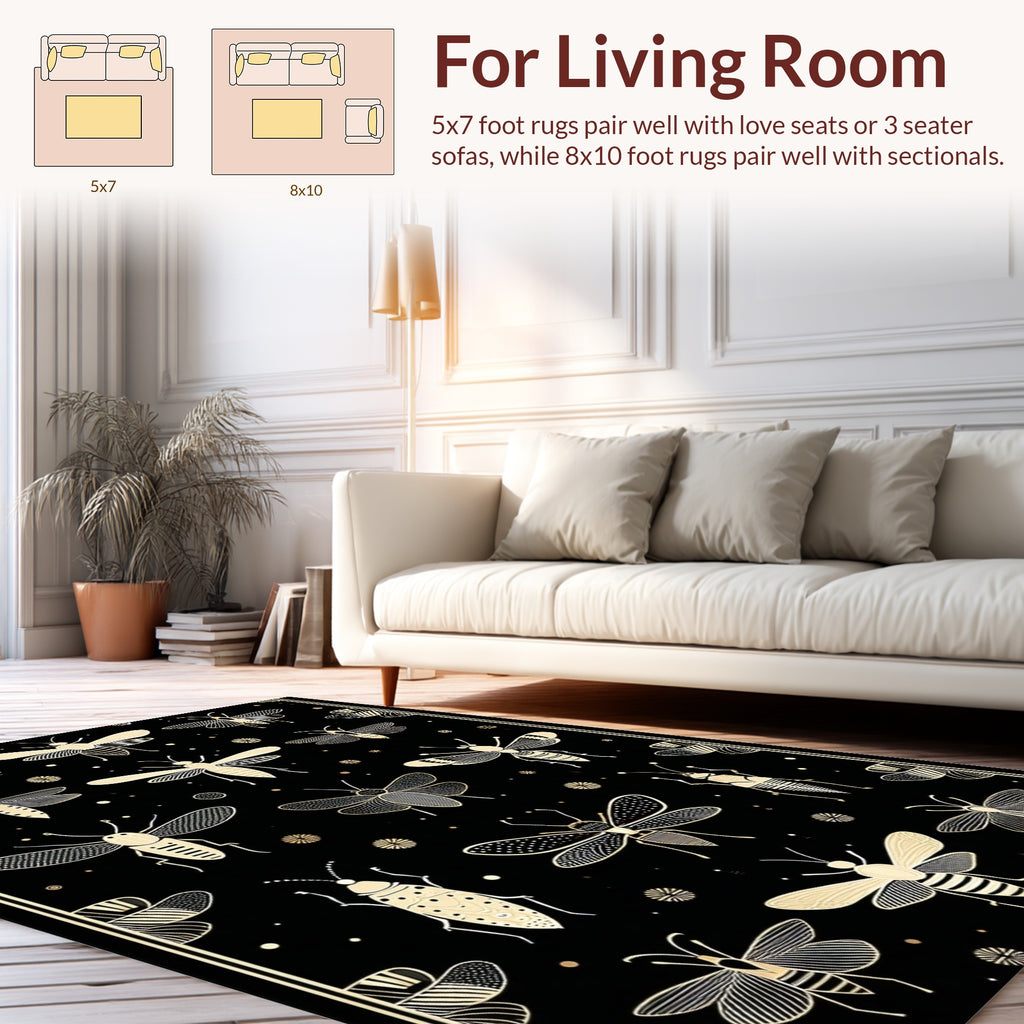 Elegant Insect Collection Design Rug