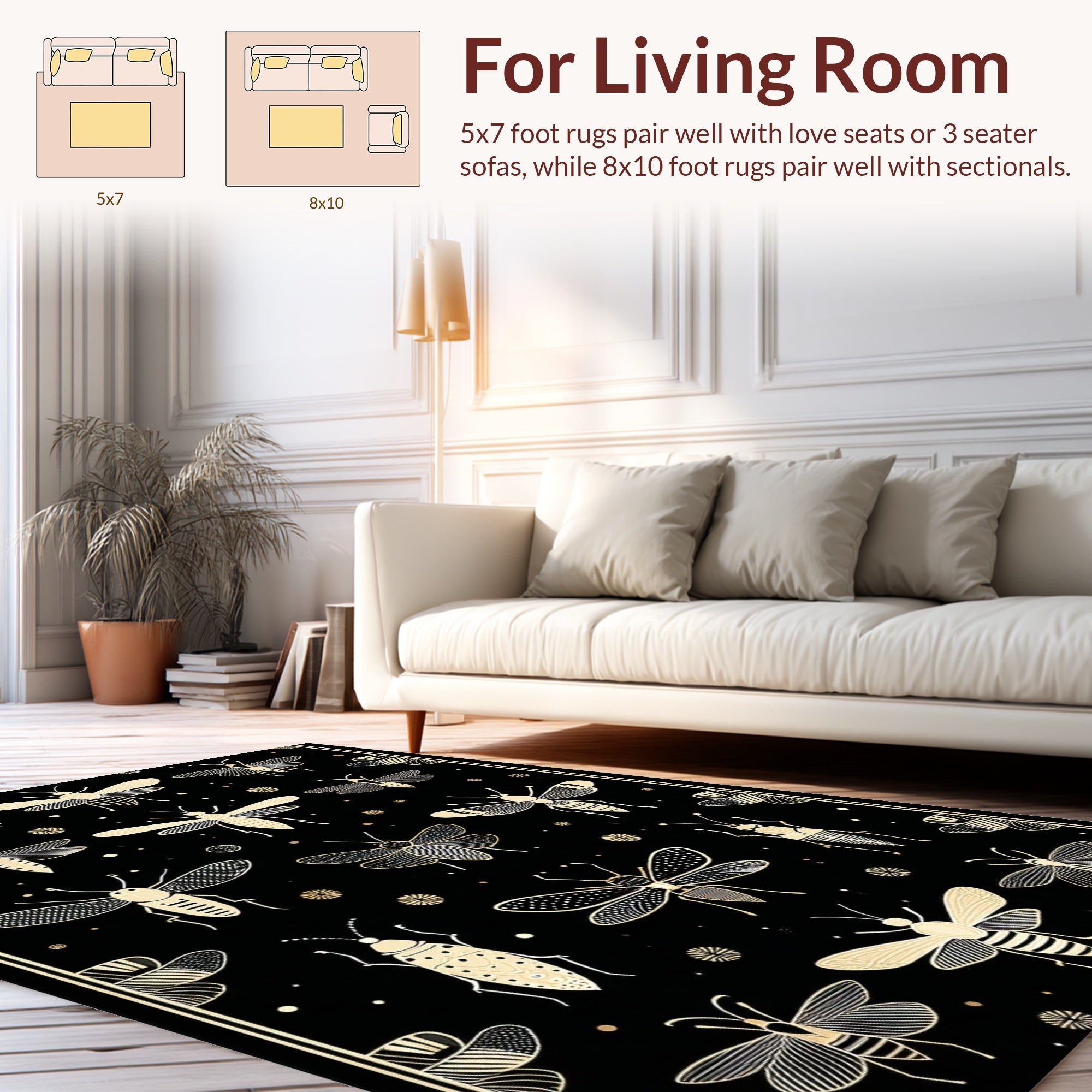 Elegant Insect Collection Design Rug