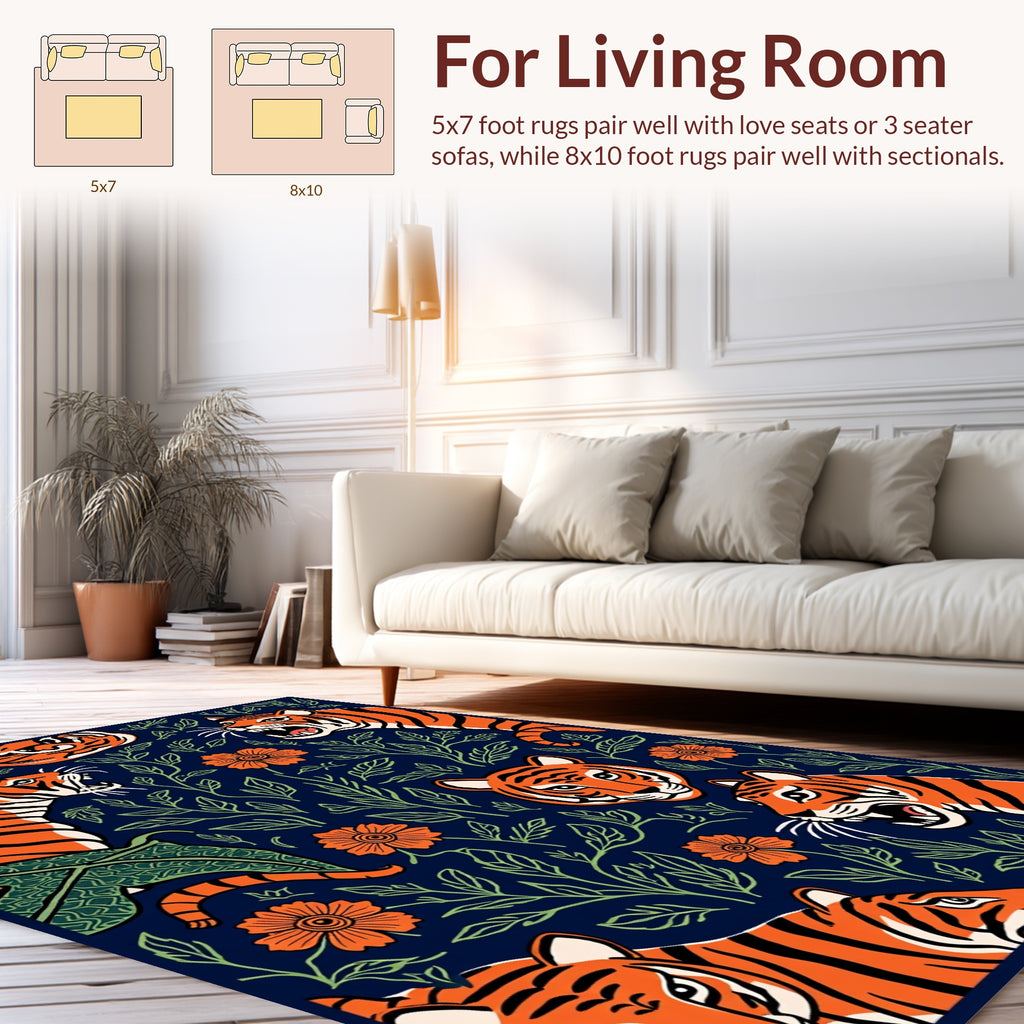 Bold Tiger floral pattern Rug