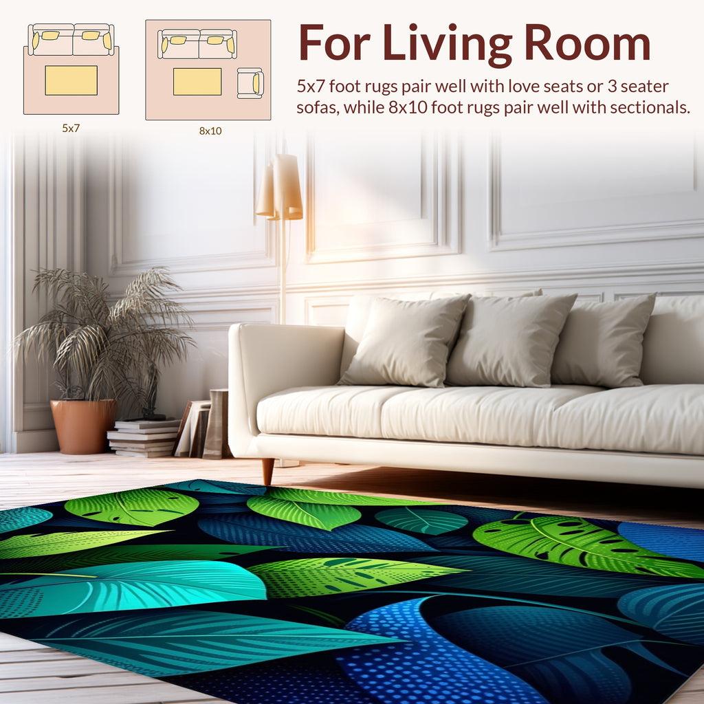 Lush Tropical Leaf Gradient Rug