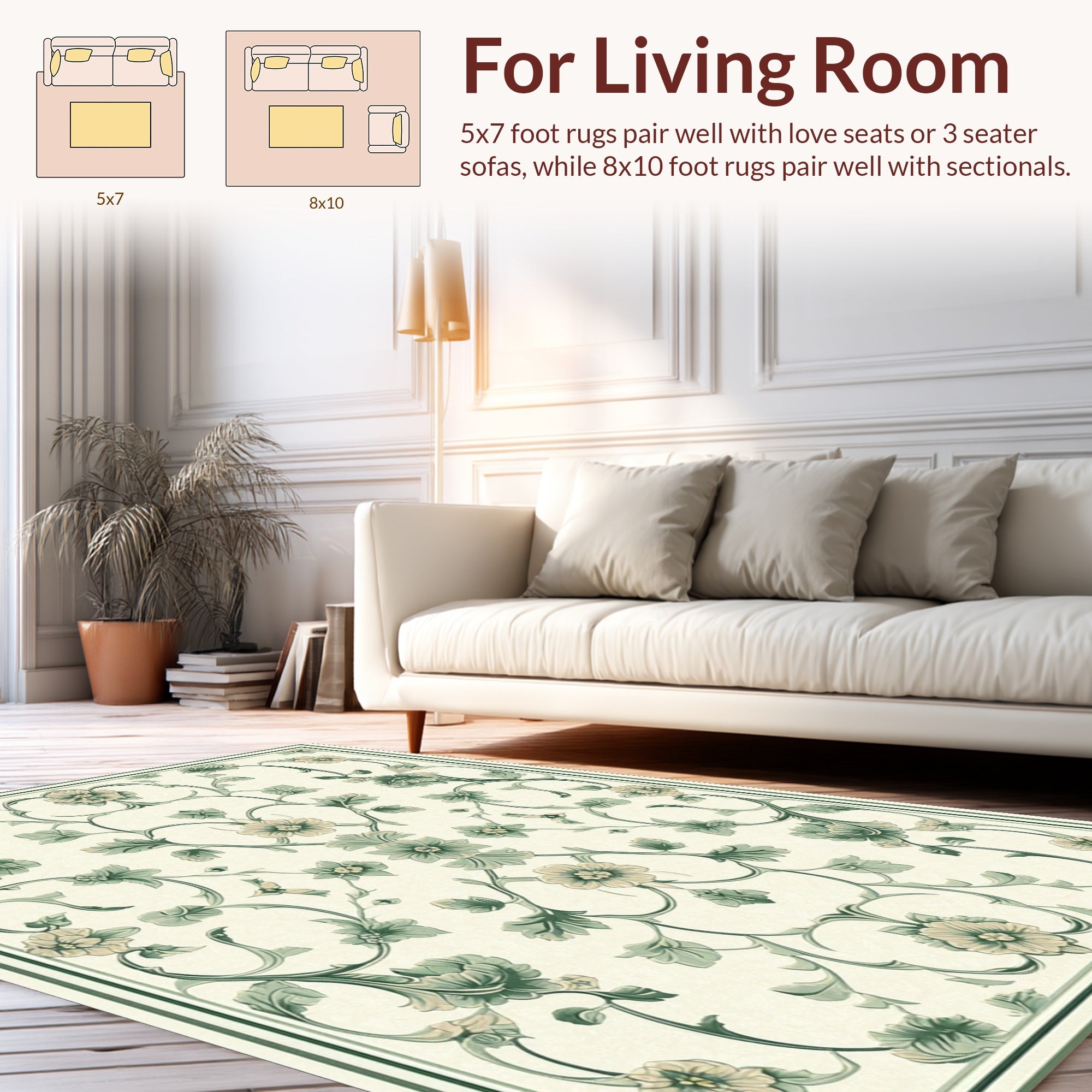 Elegant Floral Vine Pattern Rug