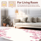 Whimsical Pink Floral Vine Pattern Rug
