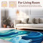 Teal Layered Ocean Waves Rug