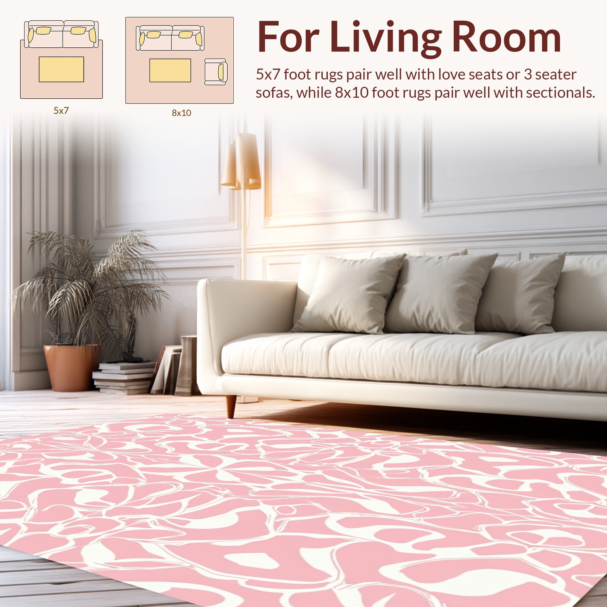 Pink White Organic Abstract Pattern Rug