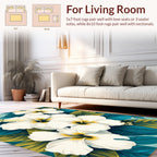 White Hibiscus Tropical Floral Design Rug