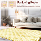 Golden Geometric Floral Patterned Rug