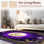 Purple Moon Stars Celestial Design Rug