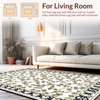Golden Floral Vines with Black Border Rug