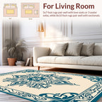 Elegant Teal Floral Scrollwork Rug
