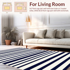 Classic Navy Cream Striped Pattern Rug