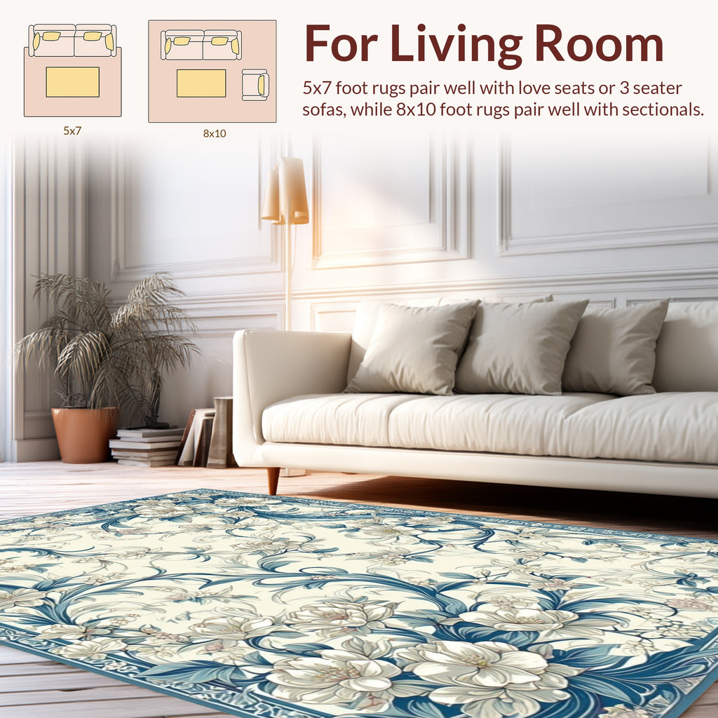 Elegant Floral Swirls Pattern Rug