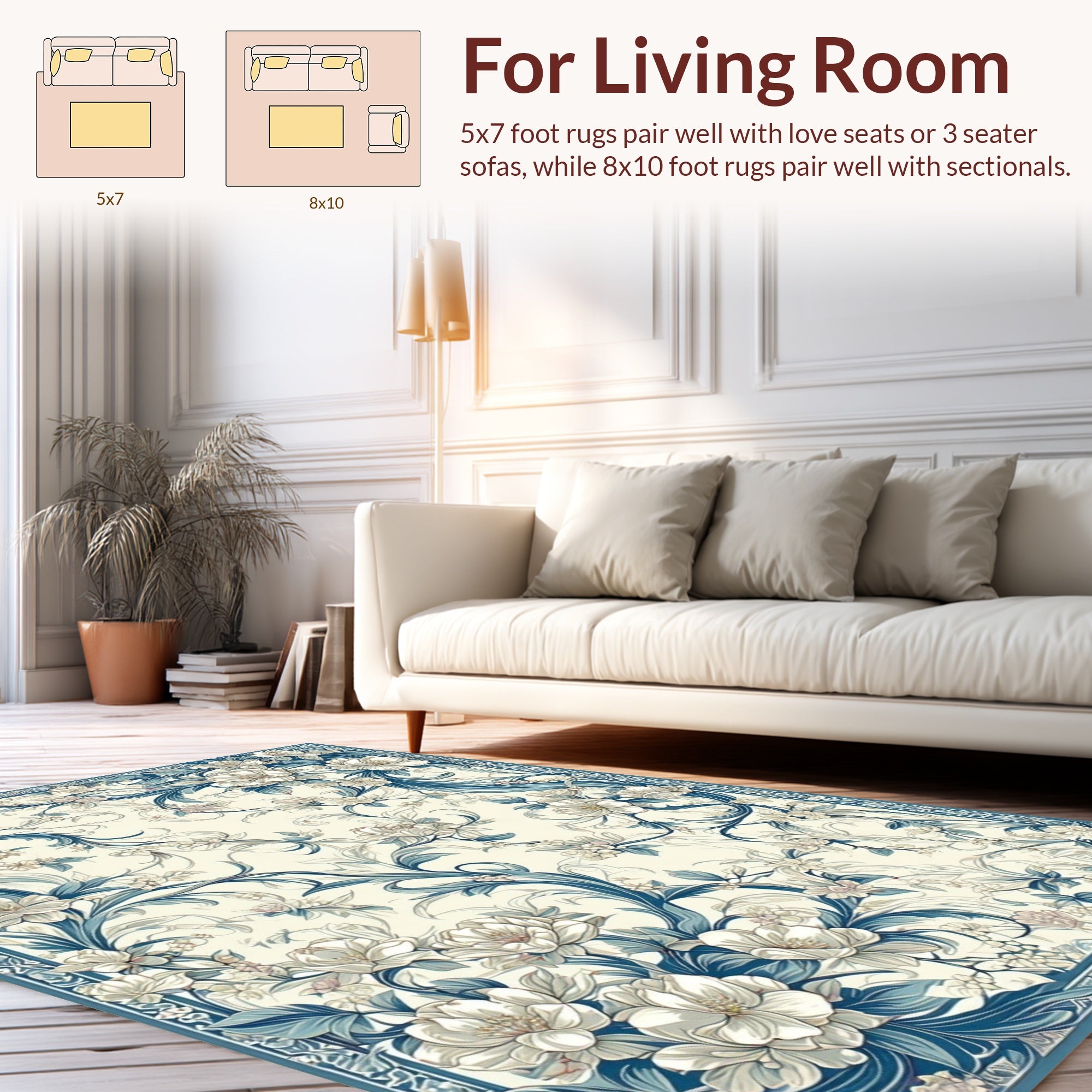 Elegant Floral Swirls Pattern Rug