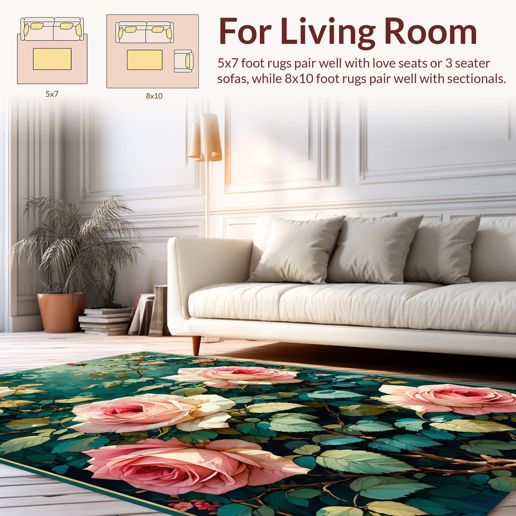 Floral Garden Rose Pastel Pattern Rug