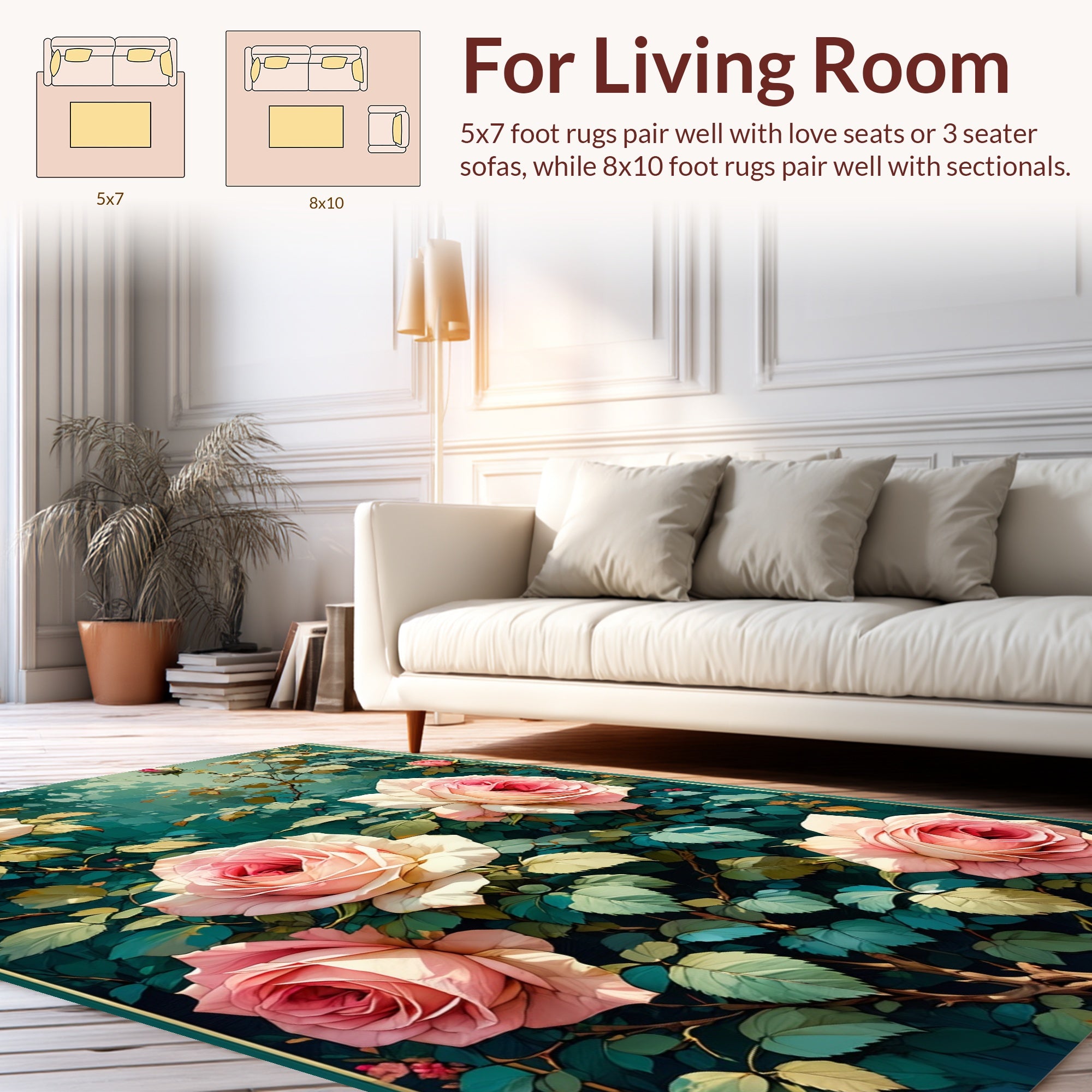 Floral Garden Rose Pastel Pattern Rug