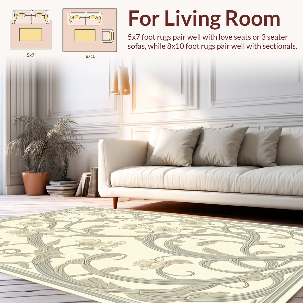 Art Nouveau Floral Scrollwork Design Rug