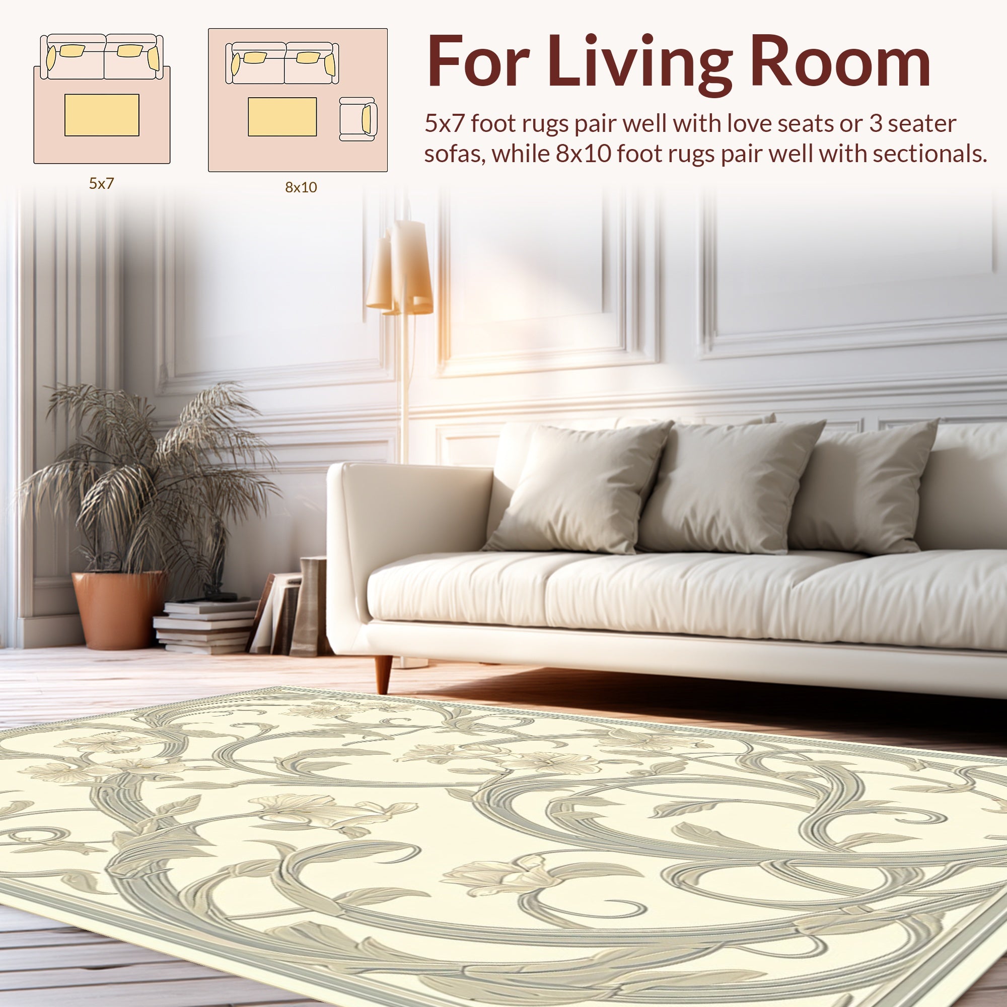 Art Nouveau Floral Scrollwork Design Rug